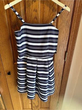 Girls sz 16 dress ABS Blue White Stripe